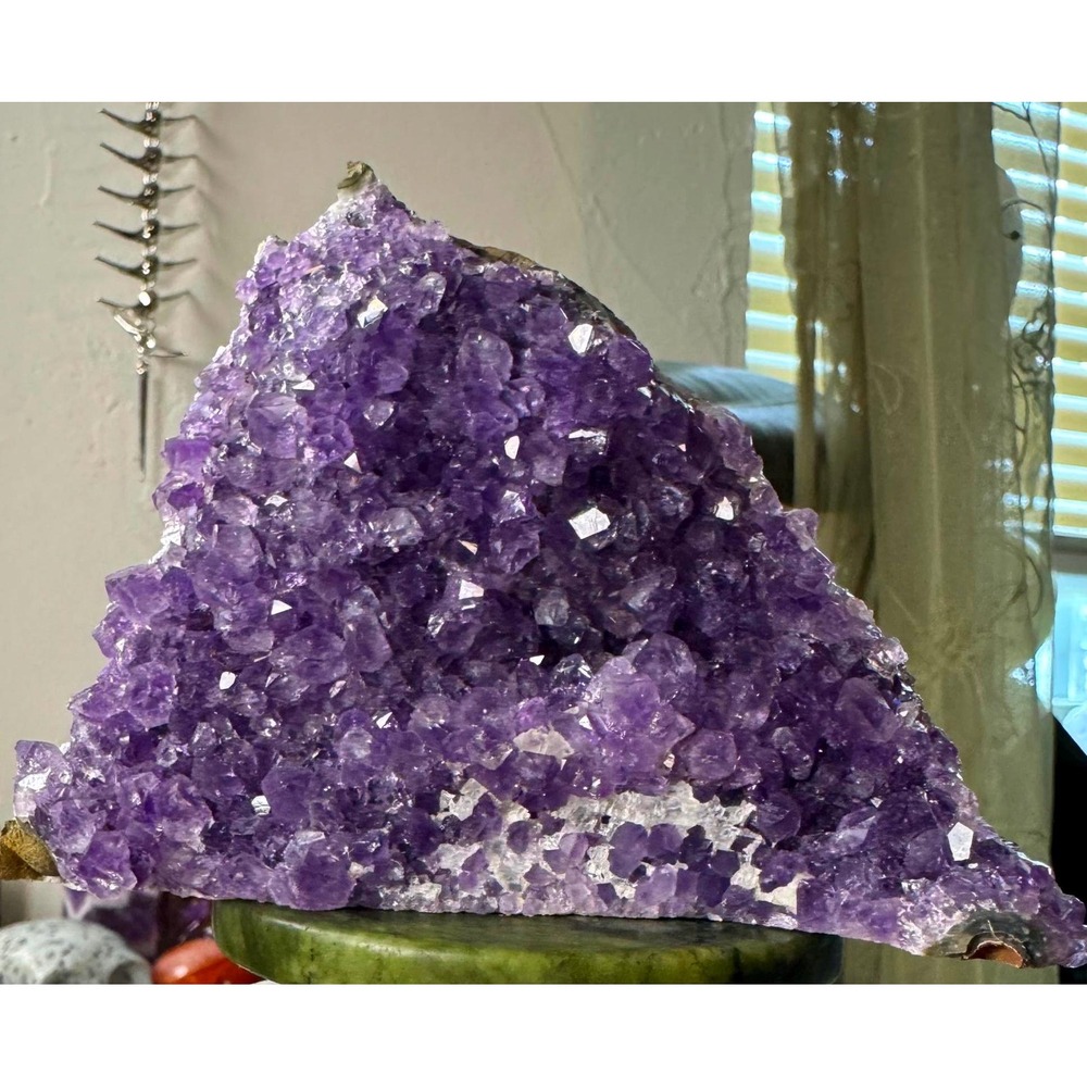 Natural Uraguayan Amethyst Geode Cluster with Druzy - Flat Cut Bottom